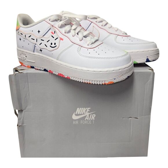 Nike Air Force 1 LV8 GS Doodles Drawing White Shoes DV1366-111 Size 6.5Y Retro - Picture 1 of 14